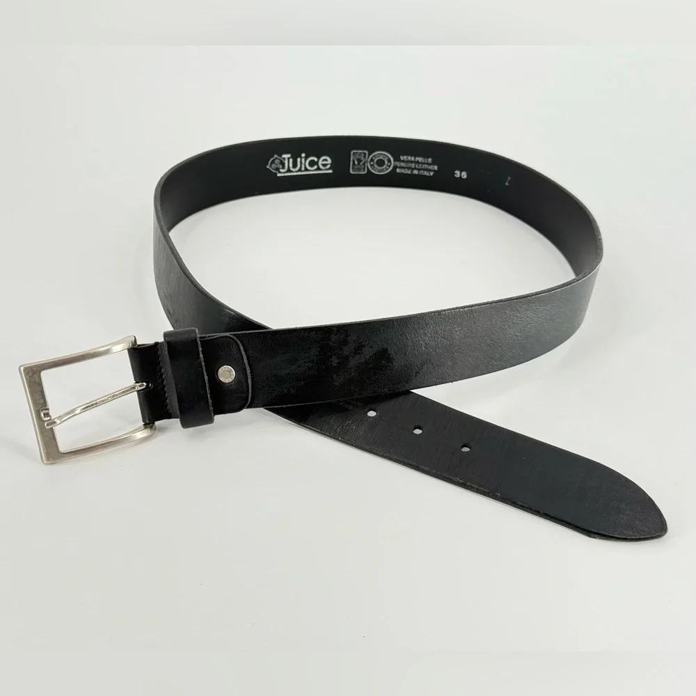 Vera Pelle Juice Italian Leather Black Belt 36‎